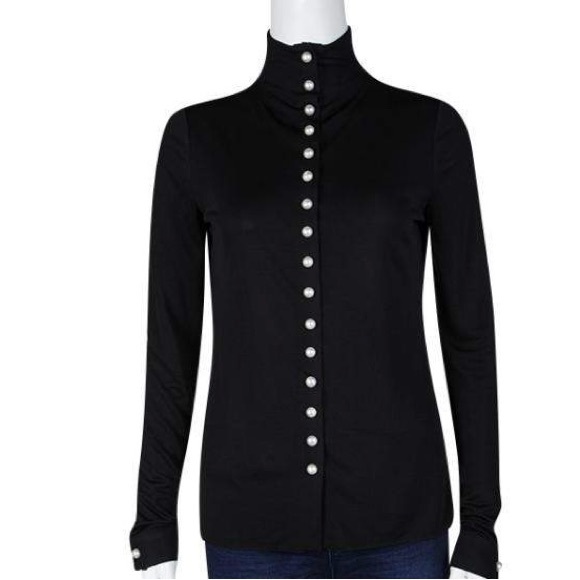 Chanel Pearl Embellished Button Detail Long Sleeve Blouse - Picture 2 of 8